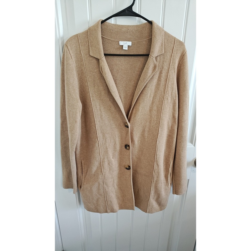 Women J. Jill Longline Knit Cardigan Jacket Minimalist Neutral Academia large